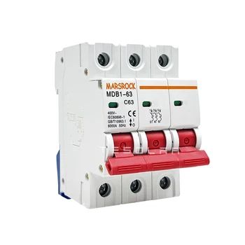 Защита от перегрузки 63A, 3-фазный автоматический выключатель переменного тока 400 В, электрический MCB с 3 полюсами