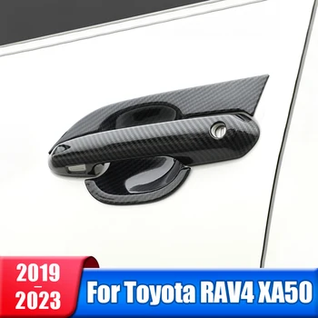 Защитная Накладка Дверной Ручки Чаши Из ABS Углеродного Волокна Для Toyota RAV4 2019 2020 2021 2022 2023 RAV 4 XA50 Гибридные Аксессуары