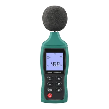 Измеритель Уровня звука в Децибелах 30-130 дБ, Ручной Измеритель Звукового Шума с Сигнализацией Подсветки, Цифровой Измеритель шума