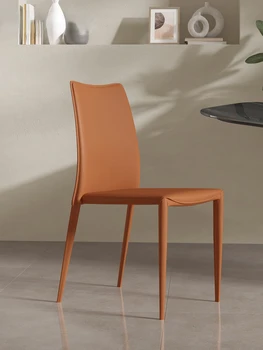 Кожаное обеденное кресло с домашней спинкой во французском кремовом стиле, скандинавский минималистичный стол для небольшой семьи, который можно сложить для отдыха.