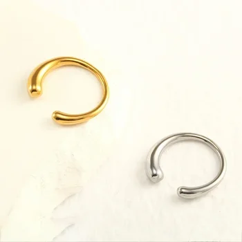 Кольца с круглой геометрией из нержавеющей стали для женщин Золотого и серебряного цвета, модные украшения для простых пальцев, новинка на корейском языке