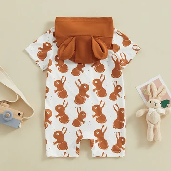 Комбинезон с капюшоном для новорожденных девочек и мальчиков Унисекс, комбинезон с кроликом, Одежда для младенцев, Комбинезон