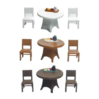 Комплект из 3 предметов 1/64 настольных стула Орнамент для рабочего стола Песок Оформление Макета стола Поезда Архитектурная Миниатюра Поделки из смолы Декор