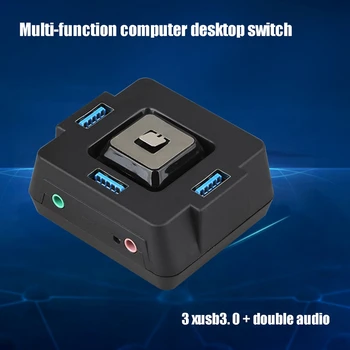Корпус ПК Включение / выключение источника питания 3-портовый USB 3.0 со звуковым сопровождением Переключатель компьютера Кнопка сброса внешнего выключателя питания USB-концентратор