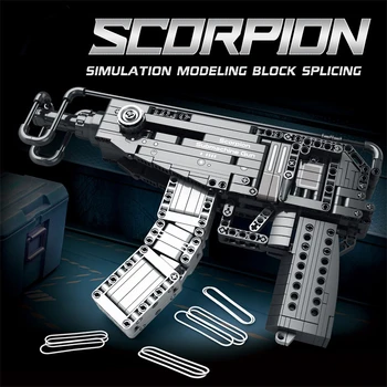 Креативная модель пистолета MOC Scorpion Строительные блоки WW2 Военное оружие Серия огнестрельного оружия DIY Кирпичи Игрушки-пистолеты для мальчиков Подарки для взрослых