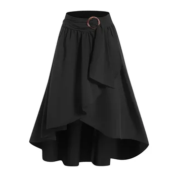 Летний женский однотонный комплект с декоративной пряжкой на талии, Нерегулярная плиссированная тонкая юбка в пол-тела, эстетичная одежда faldas