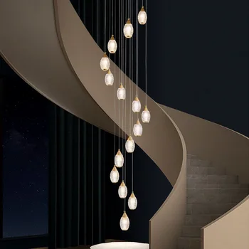 Люстра на лестнице, современный подвесной светильник, потолочный светильник для гостиной двухуровневой виллы, подвесные люстры LED