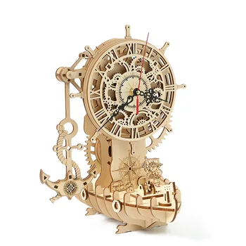Международные производители Новые часы с пиратским кораблем 3D Трехмерные головоломки Деревянные игрушки Обучающие сборочные игрушки DIY