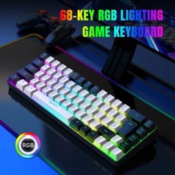 Механическая игровая клавиатура V200, 68 клавиш, мембранная клавиатура с подсветкой 20RGB, USB-кабель TypeC для геймеров и офисных работников