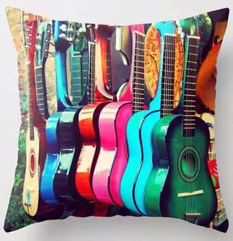 Модные испанские красочные гитары оптом Love Music Mania Лучший подарок Уникальные квадратные наволочки Прямая доставка