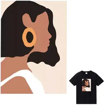 Модный женский утюжок для одежды, стираемые женские футболки, наклейки с абстрактным искусством, нашивки в свежем стиле на одежде