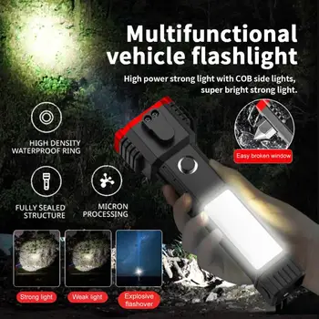 Мощный светодиодный фонарик Lumen, тактические фонари, перезаряжаемые USB 18650, водонепроницаемый светодиодный фонарик для рыбалки, охоты с зумом
