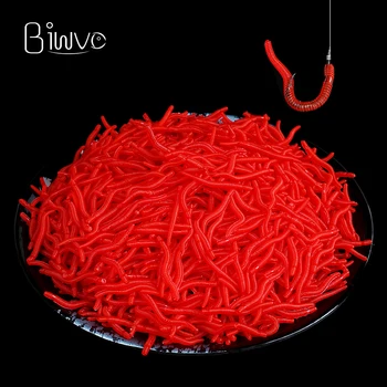 Мягкая силиконовая рыболовная приманка Biwvo Red Worm 35 мм, пахнущая дождевым червем, Приманка для плавания с креветками, искусственная приманка, пригодная для ловли рыбы, Аксессуары