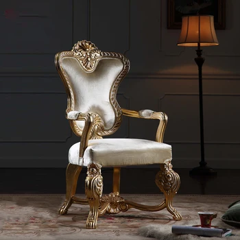 Неоклассическая мебель с резьбой по дереву, кресло в стиле барокко, европейский роскошный обеденный стул с подлокотниками