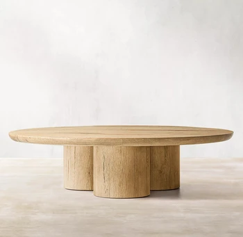 Новая Современная мебель для гостиной в американском стиле, Деревянные журнальные столики, Круглый журнальный столик из массива дерева