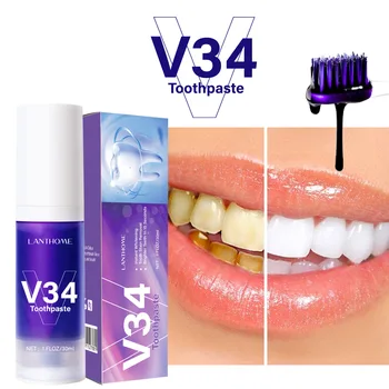 Новая зубная паста для отбеливания зубов Mousse V34 Color для коррекции цвета зубов, фиолетовая неинвазивная отбеливающая зубная паста для зубов