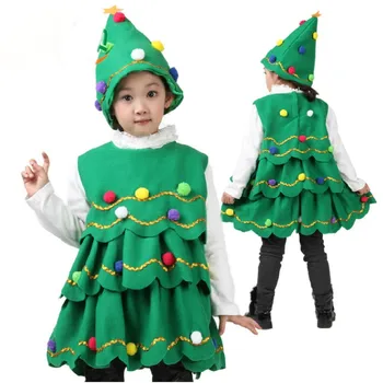 Новая рождественская одежда, детская одежда для выступлений на Рождественской елке, одежда для танцев, детский рождественский подарок, елочная шляпа, ткань для выступлений