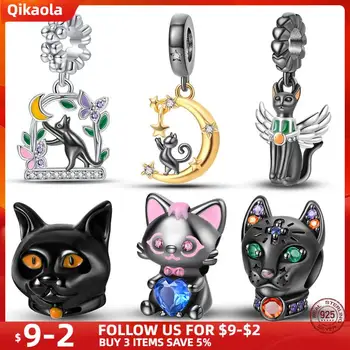 Новая серия черных кошек из стерлингового серебра 925 пробы—Египетский Фараон, Шарм для кошек, браслет Pandora, Сделай САМ, Подарок для женщин, Оригинал