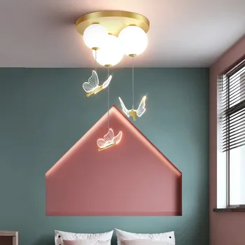 Новые скандинавские детские светильники для спальни planet butterfly подвесные романтические светодиодные потолочные светильники для мальчиков и девочек, декор интерьера комнаты