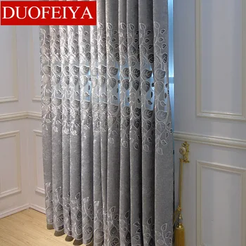 Новые современные минималистичные шторы из синели и жаккарда для гостиной спальни Роскошные оконные шторы с лазерной полой вышивкой