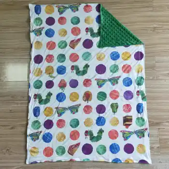 Оптовые поставки RTS БЕЗ MOQ, пеленки из мягкой ткани с рисунком насекомых для новорожденных, детские зеленые флисовые одеяла