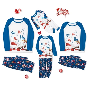Осенне-зимние Рождественские Семейные пижамы, соответствующий комплект, Футболка с длинным рукавом и брюками с принтом оленя Санта-Клауса, пижамы для отдыха