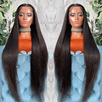 Парик из человеческих волос 180% плотности, прямые парики из человеческих волос, женские 8-34-дюймовые необработанные парики из Бразильских натуральных человеческих волос