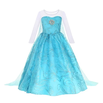 Платье принцессы Диснея Эльзы для девочки Детский косплей Замороженный костюм Карнавал Рождество Одежда для вечеринки по случаю Дня рождения