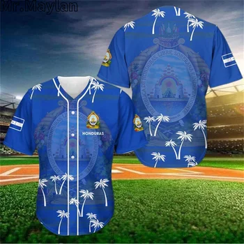 Пользовательское название Blue Proud to be Гондурасская бейсбольная футболка, трикотажная рубашка с 3D принтом, летняя рубашка, мужские топы, футболка, Уличная одежда большого размера