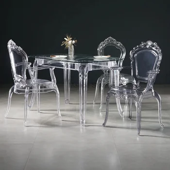 Прозрачные простые Обеденные стулья Креативная Кухонная Мебель Бытовой Обеденный стул из акрилового хрусталя Дизайнерский стул в дворцовом стиле