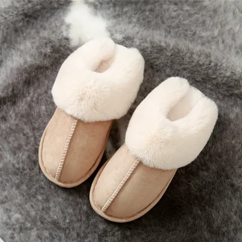 Пушистые тапочки Aroll, женские зимние теплые плюшевые тапочки, классические уличные забавные однотонные шлепанцы, хлопчатобумажная обувь с мягкой подошвой.