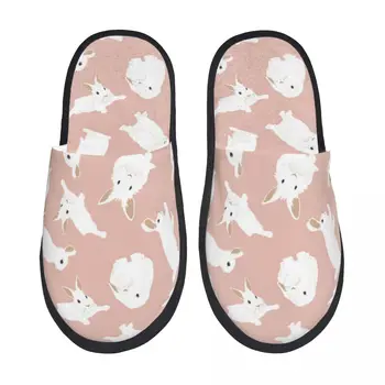 Пушистые тапочки Белые Кролики Плюшевые тапочки с открытым носком из пеноматериала Зимняя Домашняя обувь