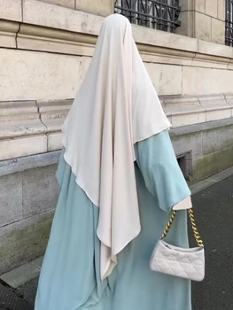 Рамадан Простой Тройной Химар Хиджаб Абайи для Женщин Мусульманская Мода Исламская Одежда Головной Убор Женский Скромный Халат Исламский Никаб