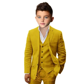 Свадебный костюм для мальчика, однотонный официальный детский блейзер, куртка, брюки, жилет, костюм-тройка, модный комплект детской одежды