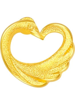Серьги из чистого желтого золота 24 Карат Женские серьги-гвоздики с 3D золотым сердцем лебедя