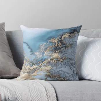 Синяя и Золотая Мраморная подушка-плед из Полиэстера, наволочка для подушек на диван, домашнюю гостиную, декор для автокресла 45x45 см
