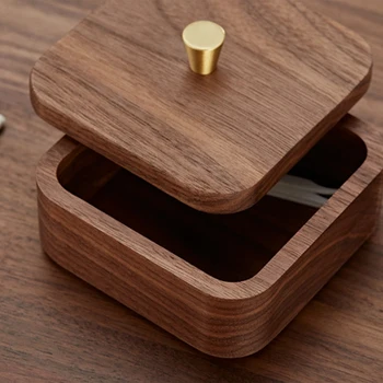 Скандинавская Простая коробка для зубной нити из черного ореха, домашняя персонализированная коробка 9,6 X 9,6 X 6 см