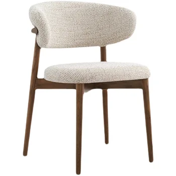 Скандинавский легкий роскошный дизайнерский тканевый стул со спинкой для гостиной, бытовой обеденный стул из массива дерева