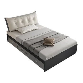 Современная минималистичная Односпальная кровать Nordic Small Unit С высоким ящиком Без изголовья, Кровать для хранения татами с выдвижным ящиком