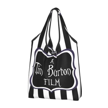 Сумки для покупок из фильма Тима Бертона, сумки для покупок на заказ, сумка-тоут через плечо, портативная сумка для фильмов ужасов и фэнтези Большой емкости
