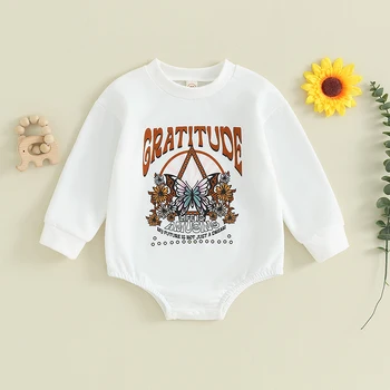 Толстовка для маленьких девочек, комбинезон с принтом бабочки, комбинезоны с длинными рукавами для новорожденных, милая одежда для малышей
