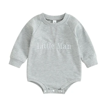 Толстовка для мальчика, комбинезон с милым буквенным принтом, комбинезон с длинными рукавами для новорожденных, осенняя одежда для малышей
