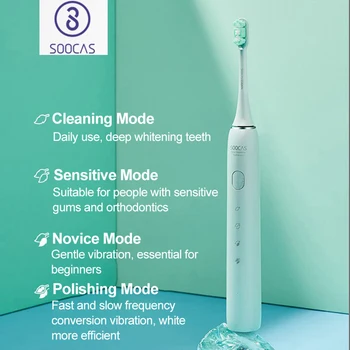 Умная Электрическая Зубная щетка для взрослых SOOCAS Pink X3U IPX7, Водонепроницаемая Ультразвуковая Зубная щетка, Модернизированная USB, Быстро Заряжаемая.