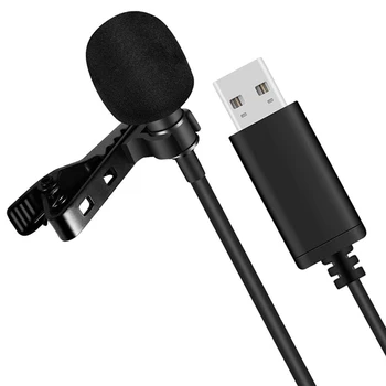 Универсальный USB-микрофон Петличный Микрофон с клипсой для Компьютерного Микрофона, Всенаправленный Микрофон Plug and Play