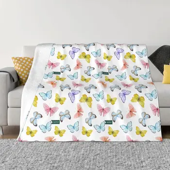 Фланелевое одеяло с рисунком бабочки, всесезонные красочные бабочки, многофункциональные супер мягкие одеяла для спальни, покрывала