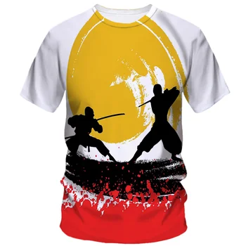 Футболка с японским самураем, карате, мужская мода, повседневные спортивные Летние футболки с коротким рукавом и круглым вырезом, трендовые свободные футболки