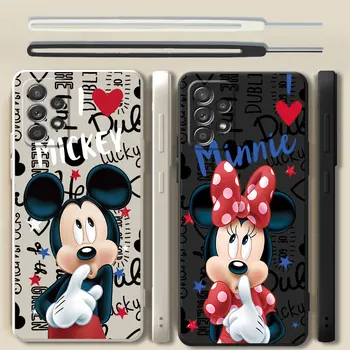 Чехол для Samsung Galaxy A24 A34 A42 A21s A52 A72 A12 A23 A33 A73 A13 A32 A53 Disney Minnie Mickey Mouse Квадратный Жидкий Чехол