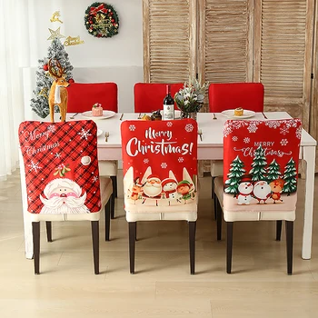 Чехол для стула для рождественского банкета, украшение для сидения в столовой для вечеринки с Санта-Клаусом, Чехол для кухонного стула, Рождественский декор для дома, подарки