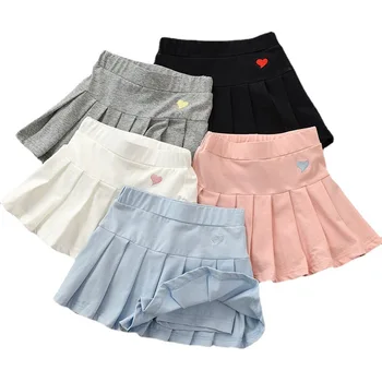 Юбка для девочек 2023 Летняя одежда Детская с высокой талией Harajuku В корейском стиле, черная мини-плиссированная юбка для школьной формы для девочек