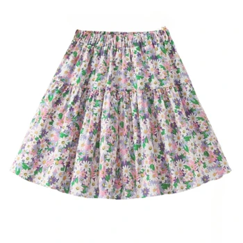 Юбка с цветочным рисунком для девочек, Летняя новинка 2023, детская юбка трапециевидной формы, повседневная юбка-зонтик, пушистая юбка с защитой от воздействия,